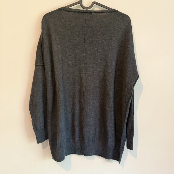 525 America Sweater Size Small Gray Solid Scoop Batwing Long Sleeve Wool 1912 - Picture 6 of 8
